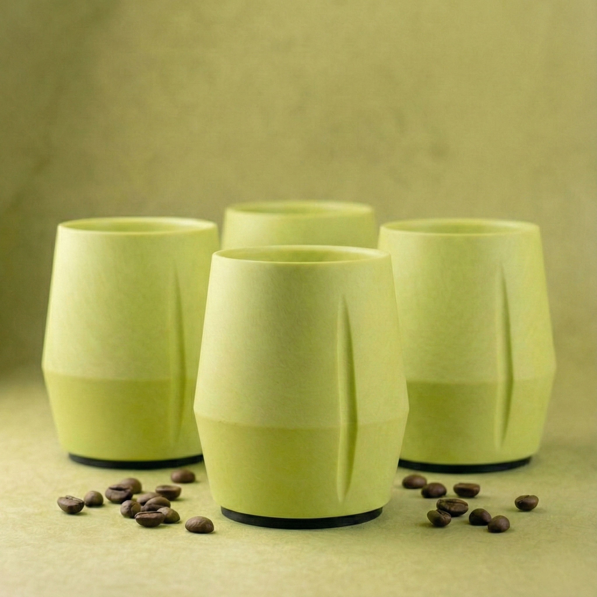 KRUG Kaffeetasse Kaffeebecher olivin-grün 4er-Set