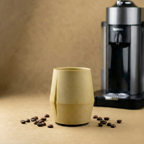 KRUG Kaffeetasse Kaffeebecher sandstein-braun mit Kaffeemaschine ohne Verpackung