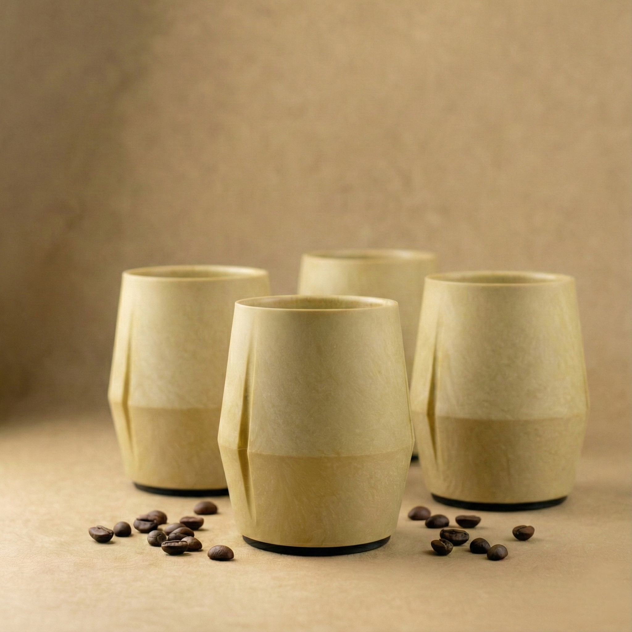 KRUG Kaffeetasse Kaffeebecher sandstein-braun 4er-Set