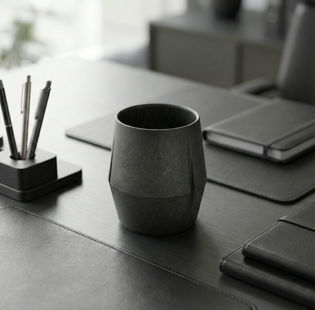 KRUG Kaffeetasse Kaffeebecher schiefer-schwarz im Büro