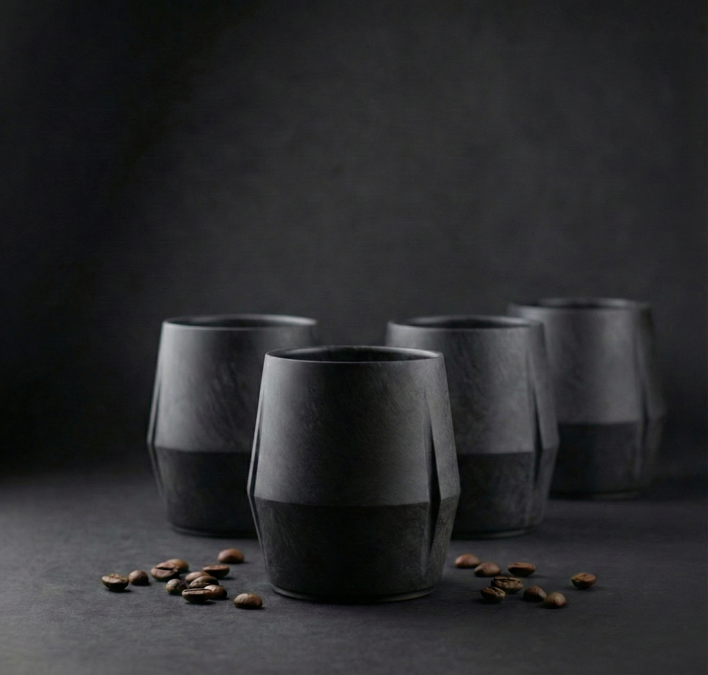 KRUG Kaffeetasse Kaffeebecher schiefer-schwarz 4er-Set