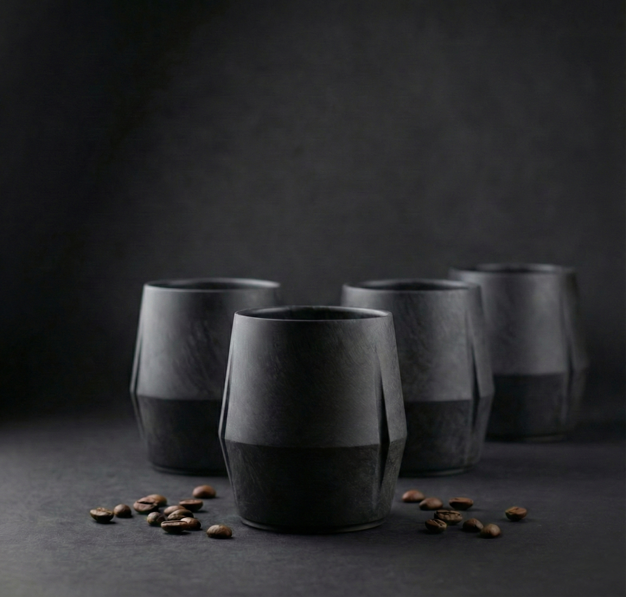 KRUG Kaffeetasse Kaffeebecher schiefer-schwarz 4er-Set